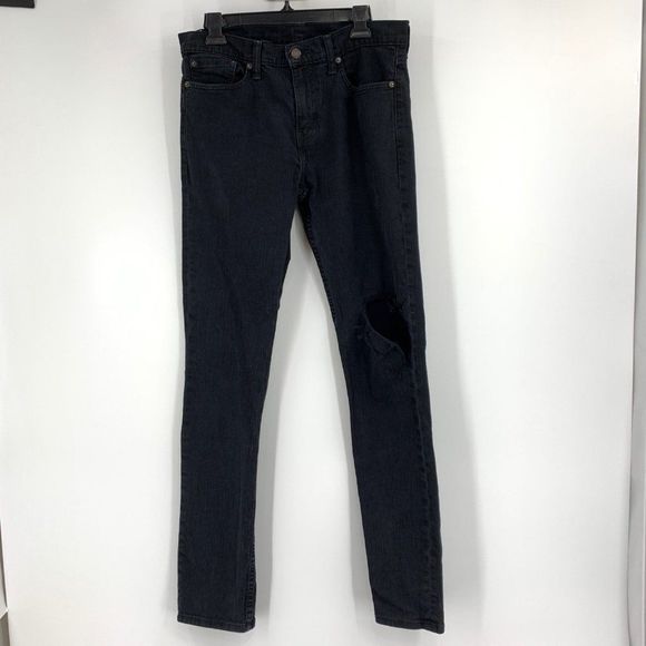 Mens Levi's Black Tall Destroy Jeans Stretch Size 32 x 34 0433 - Picture 2 of 11